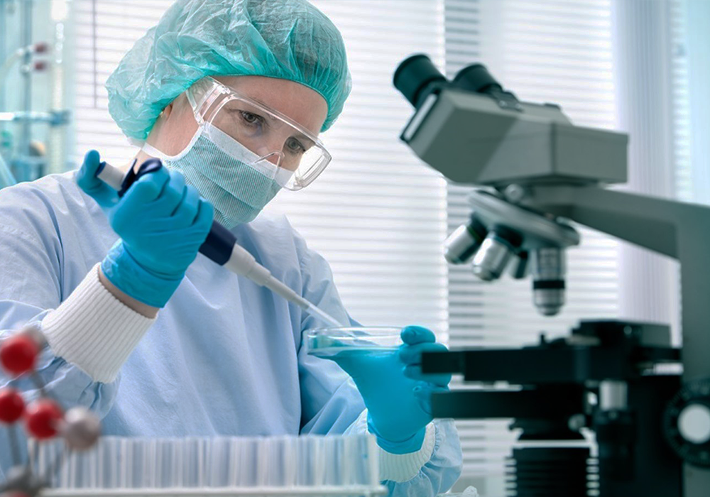 Researcher handling peptide vials